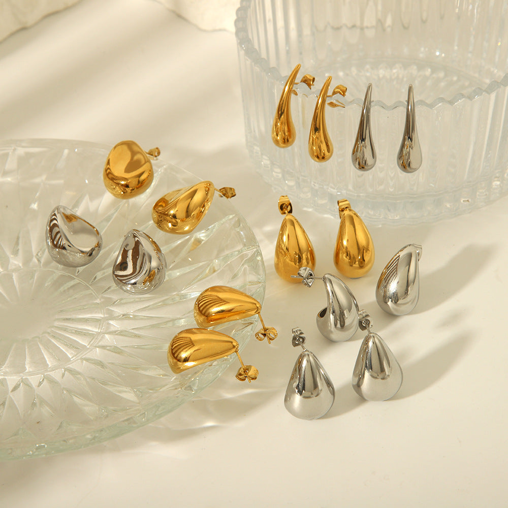 18K Gold High-grade Titanium Steel Simple Women’s Ear Studs