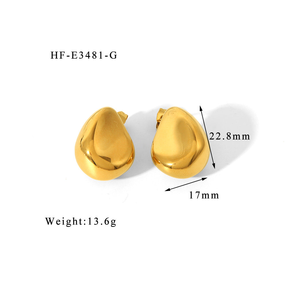 18K Gold High-grade Titanium Steel Simple Women’s Ear Studs