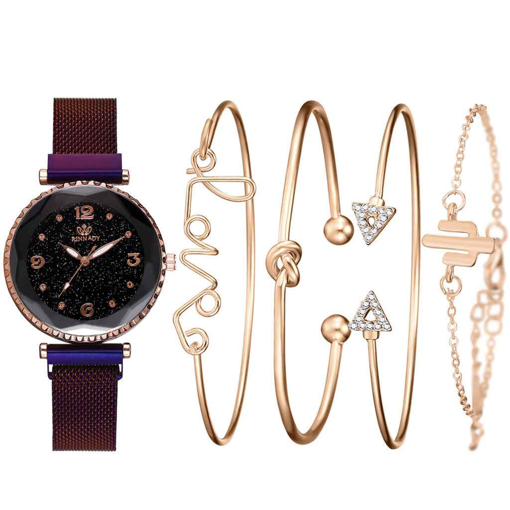 Women Watches Starry Sky Magnet Buckle Fashion Bracelet Wristwatch Roman Numeral Simple Clock Gift - Norellé