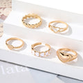 New 5-piece Set Of Love Oil Dripping Knuckle Ring - Norellé