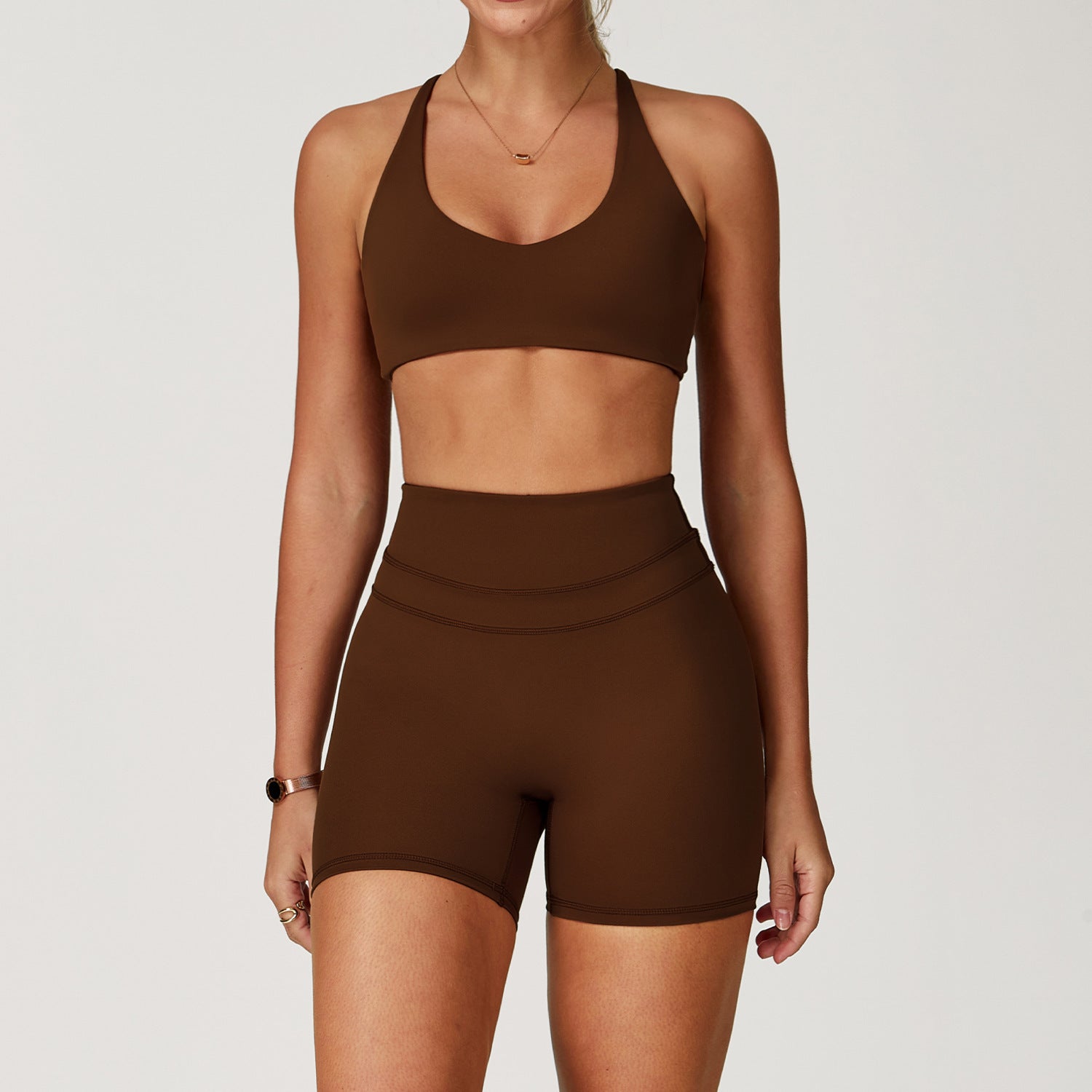 Women's Solid Color Sanding Tight Back Yoga Suit - Norellé