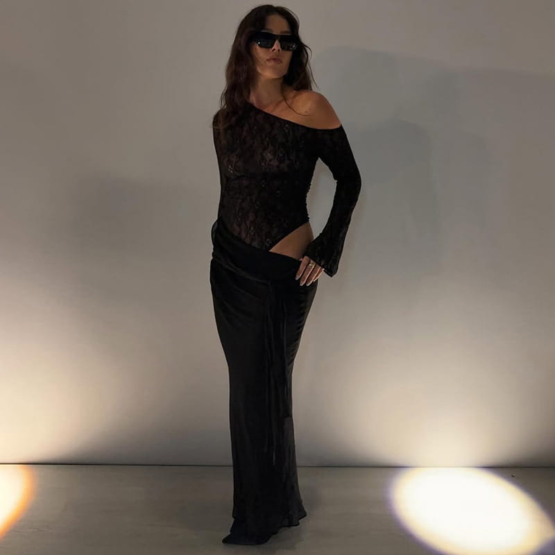 Women’s Mesh One-piece Dress Solid Color