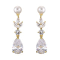 Fashion Leaves Zircon Water Drop Earrings Women - Norellé