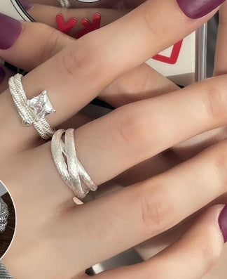 Shiny Geometric Ring Female Fashion Temperament Multi-layer Line Open Ring I - Norellé