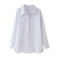 Pure Color Tied Large Profile Long Sleeve Shirt - Norellé