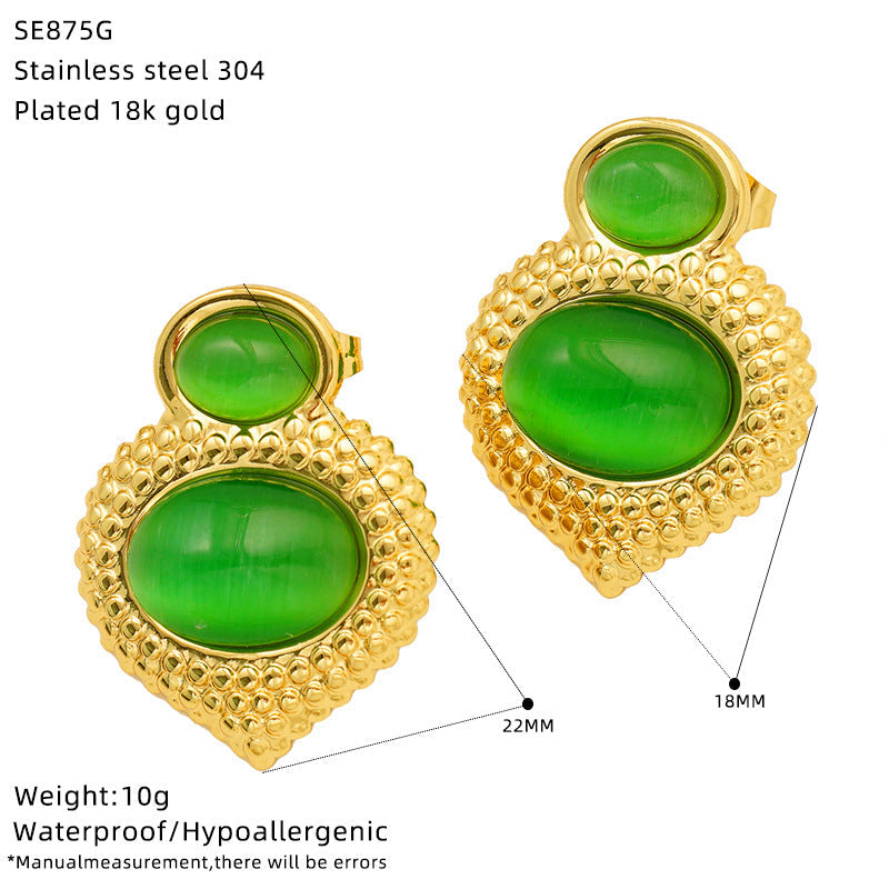 Opal Stainless Steel Studs Women's Gold Plated - Norellé