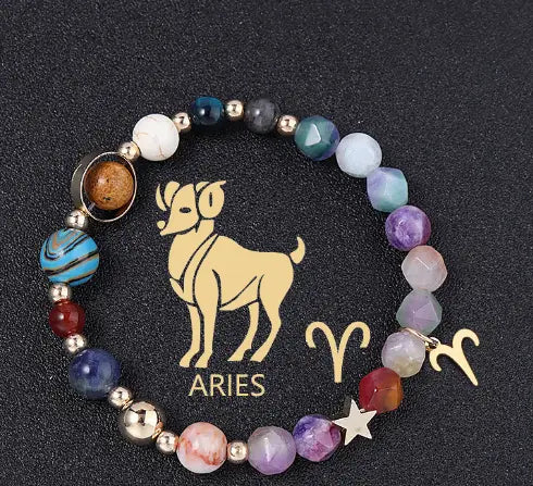Twelve Constellation Bracelet Natural Stone Cut Color