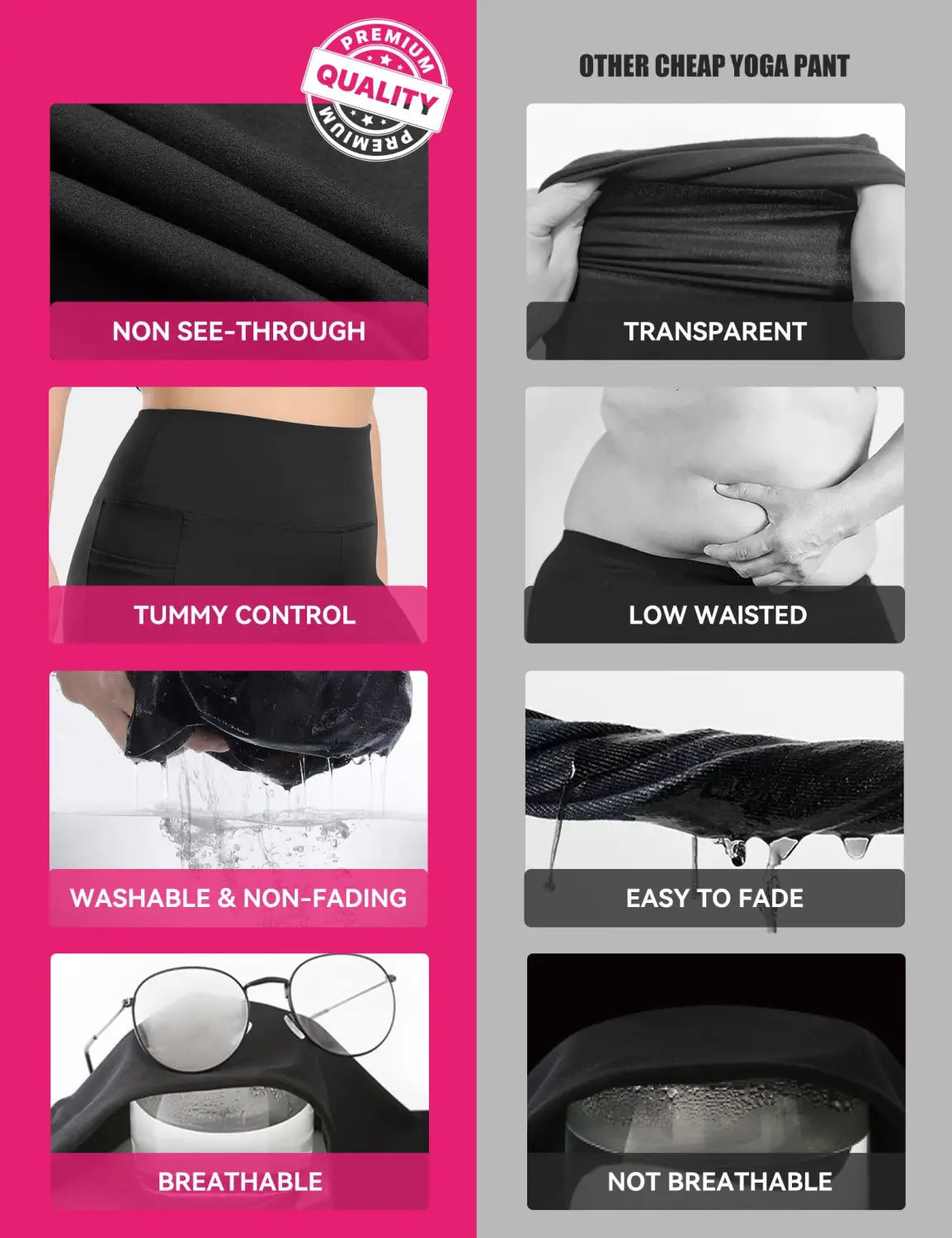 Yoga Pants - Cropped High-waisted Diagonal Pockets Polyester Double Mill Morandi Powder