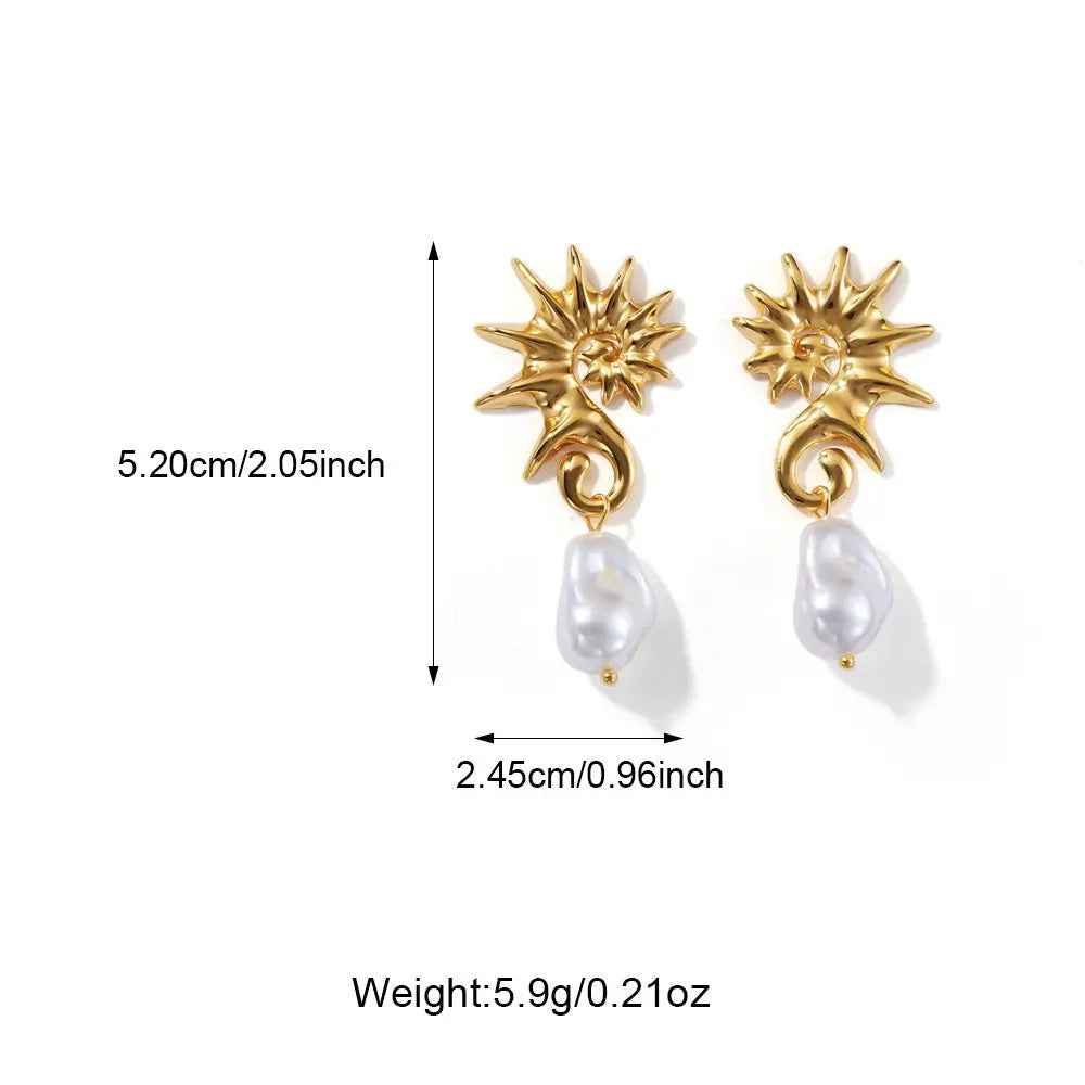 Colorfast Ornament High-grade Fashion Special-interest Simple Starfish Conch Sun Earrings - Norellé