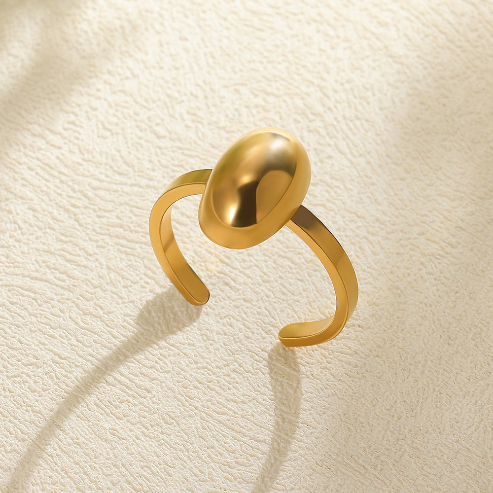 Stainless Steel Pearl Hollow Geometry Open Ring - Norellé