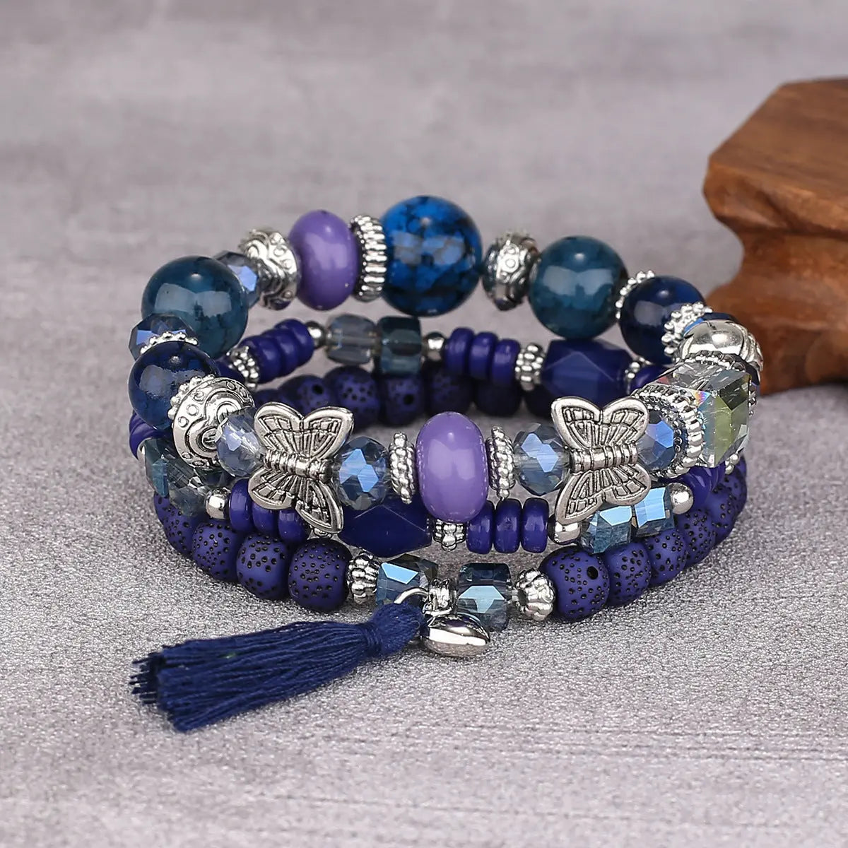 Multi-layer Wooden Bead Beaded Bracelet Elastic Bracelet Alluno