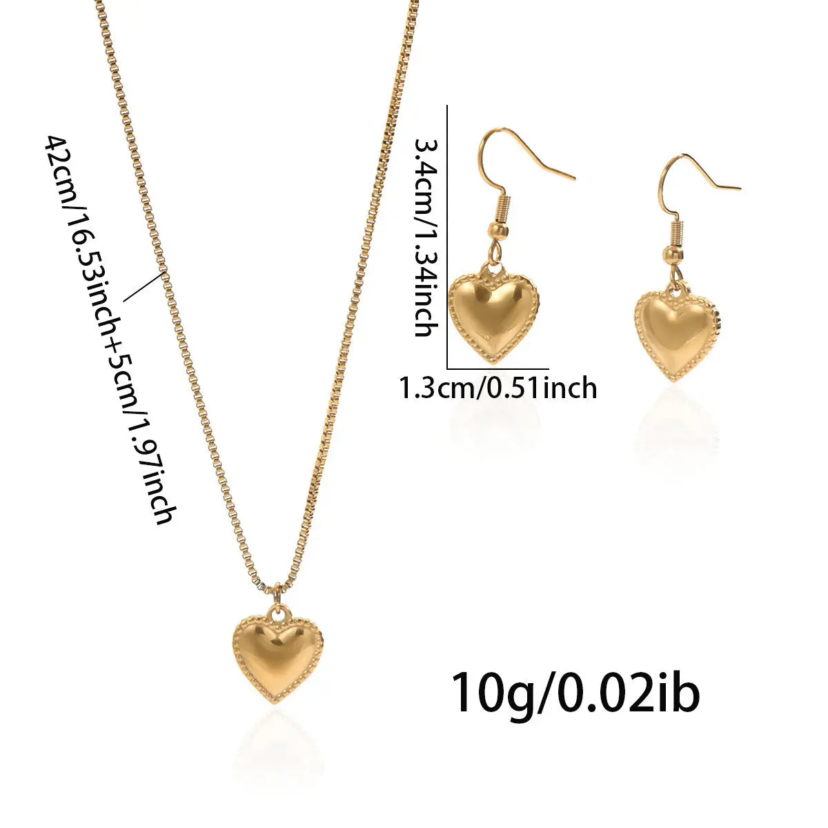 Lxalry 18K Gold Plated Symmetrical Heart Jewelry Set Mirror Polish Hypoallergenic Necklace  Earrings For Women, Never Fade Luxury Gift With Precision-Cast Edges - Norellé