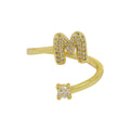 Cute 26 English Letters Open Adjustable Personality Ring - Norellé