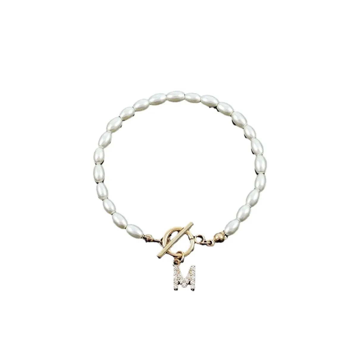 Retro Minimalist Style Pearl 26 Letter Bracelet For Women - Norellé