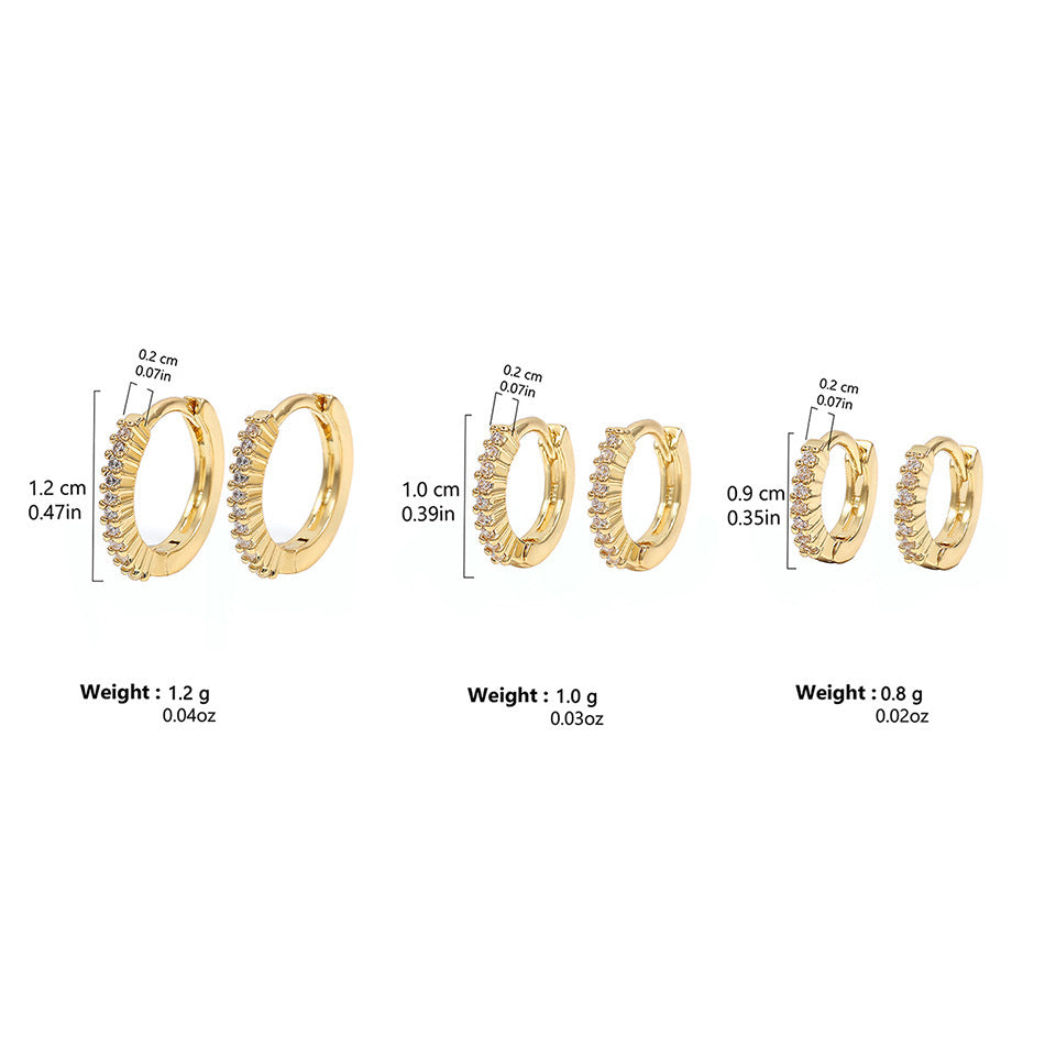 Integrated Rhinestone Zircon Niche Gang Drill Simple Earrings - Norellé