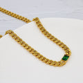 Stainless Steel Cuban Link Chain Zircon Stitching Necklace Vacuum 18K Electroplating - Norellé