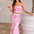Women's Print Chest-wrapped Floral Slit Skirt - Norellé