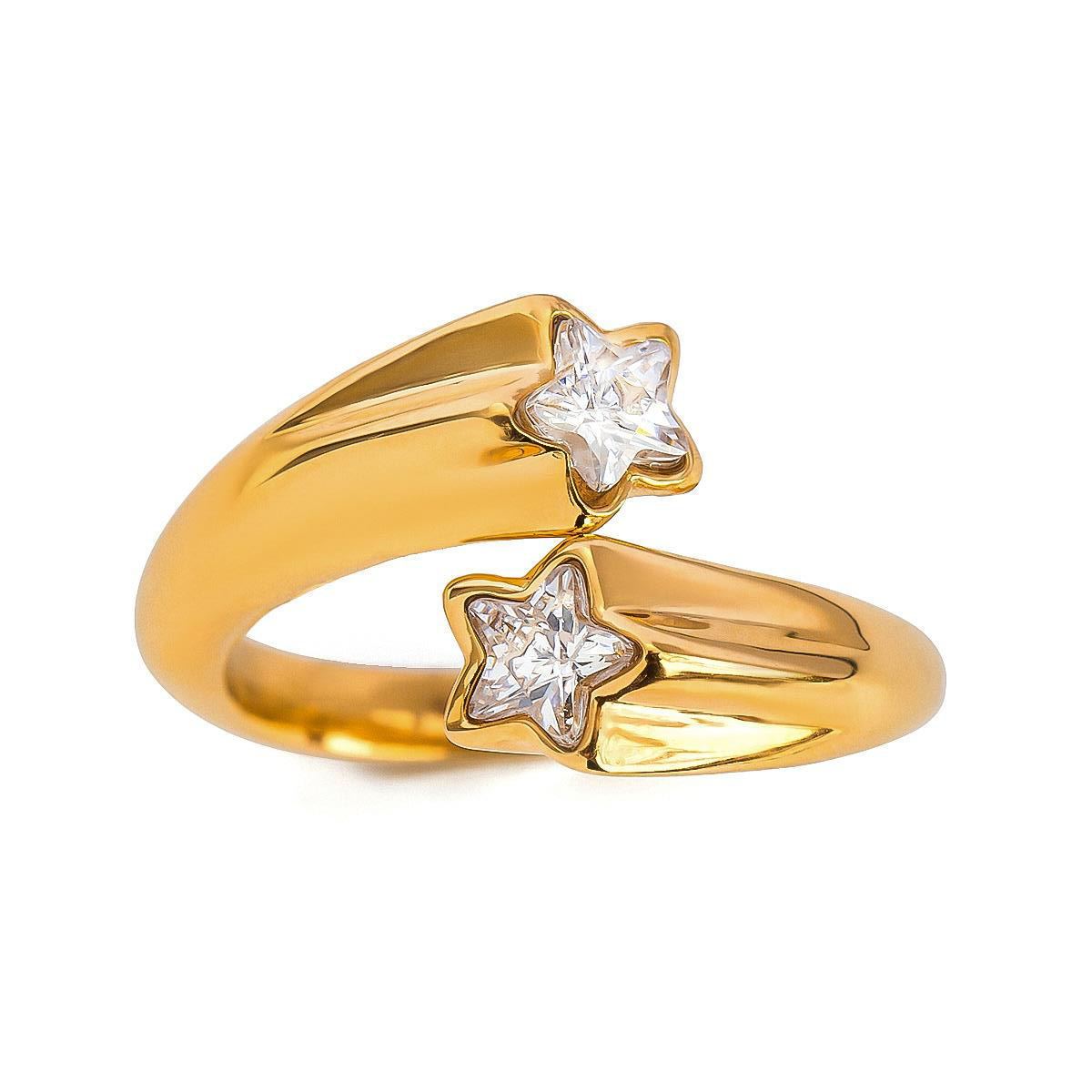 Stainless Steel With Rhinestone Ring Titanium Steel Ornament - Norellé