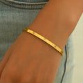 Lxalry 18K Gold Plated Stainless Steel Minimalist Bracelet Hypoallergenic Circle Rhinestone Jewelry  Secure Inlay Tarnish Free Design Skin Safe Luxury Gift For Her Golden Hour Glow, Everyday Wear A - Norellé