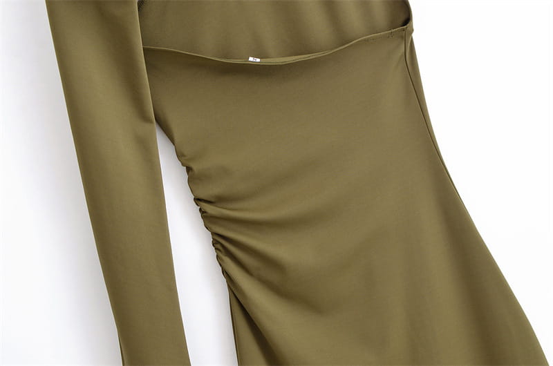 Fashionable Asymmetric Pleated Decoration Length Dress