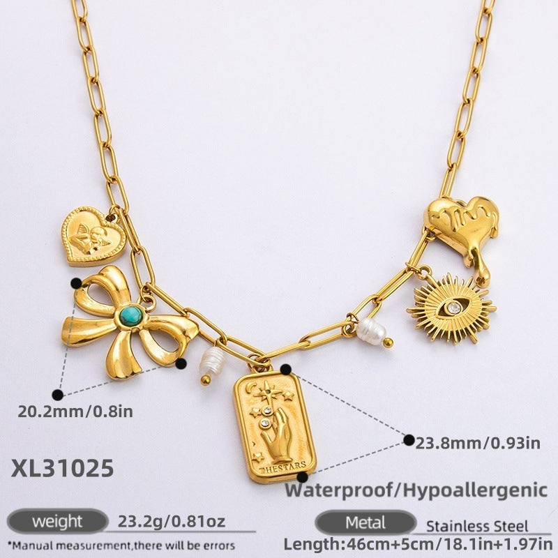 New Stainless Steel 18K Gold Sun Shell Pendant Necklace - Norellé