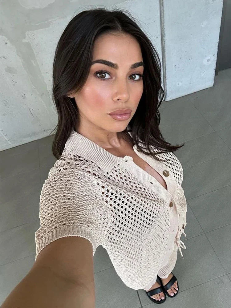 2 Piece Knitted Openwork Outfit for Women