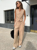 2 Piece-Set Fashion Women Wide Leg Trousers