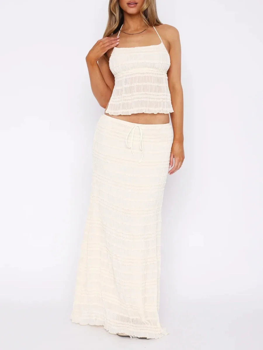 2 Piece Vacation Beach Maxi Skirt Sets