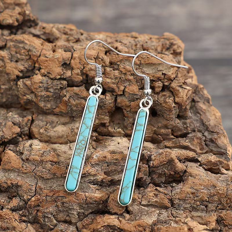 Simple Jewelry Turquoise Earrings Fashion Geometry Pattern - Norellé