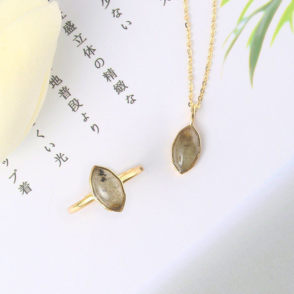 925 Sterling Silver Colored Gems Feldspar Rhombus Jewelry Suit - Norellé
