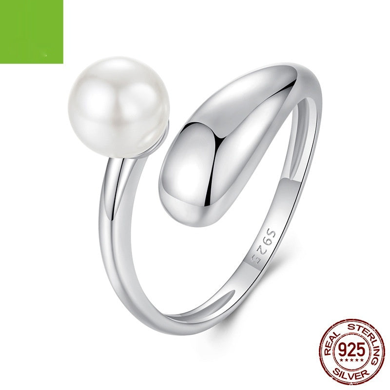 Simple Temperament Shell Pearls Open Ring - Norellé