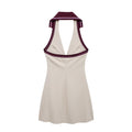 Women's Stitching Stripe Decorative Rib Halter Dress - Norellé