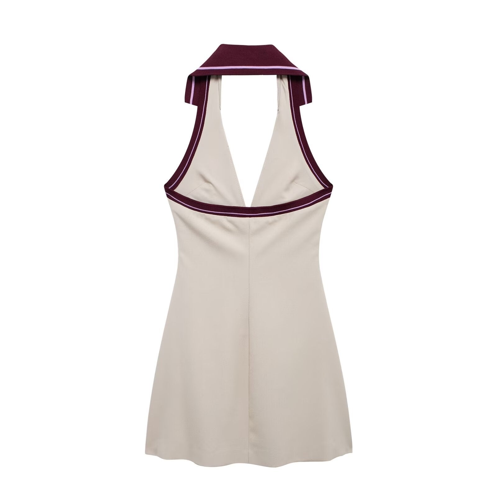 Women's Stitching Stripe Decorative Rib Halter Dress - Norellé