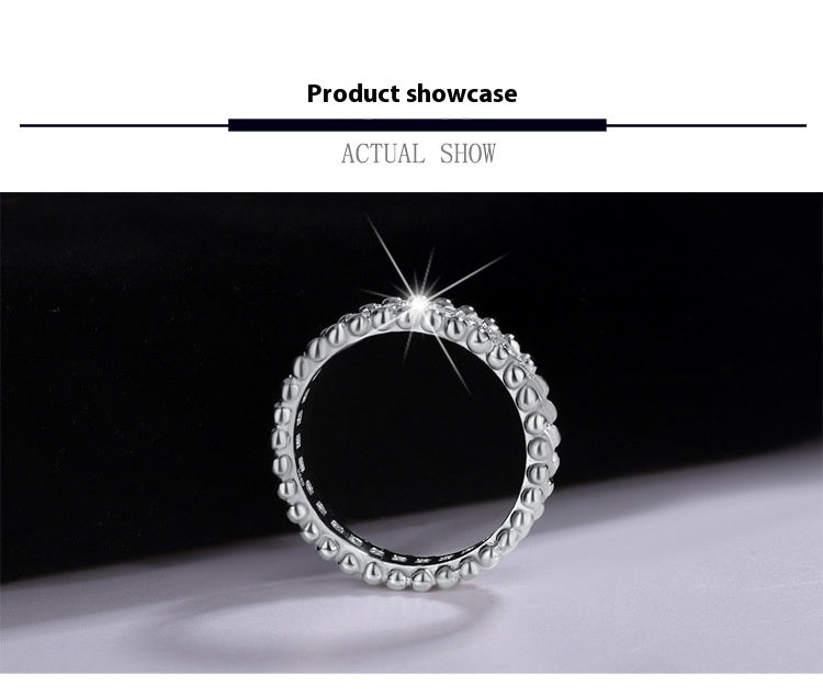 S925 Sterling Silver Kaleidoscope Bead Edge Diamond Ring - Norellé