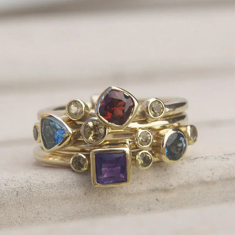 Geometric Ring Asymmetric Multicolor Gem Color Ring - Norellé