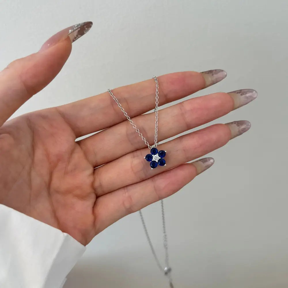 S925 Sterling Silver Necklace Women’s Advanced Oval Water Foam 8A Heart-shaped Zircon Flower Horse Eye Clavicle Chain