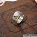 Two-tone Wide-faced Gemstone Ring Vintage - Norellé