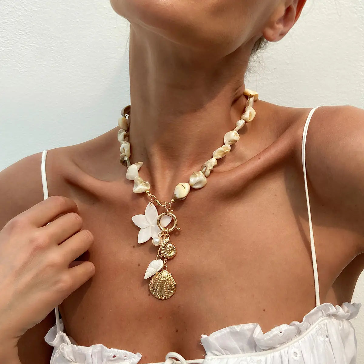 Casual Beach Shell Clavicle Necklace Suit