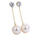Sterling Silver Needle Pearl Earrings Exaggerated And Personalized - Norellé