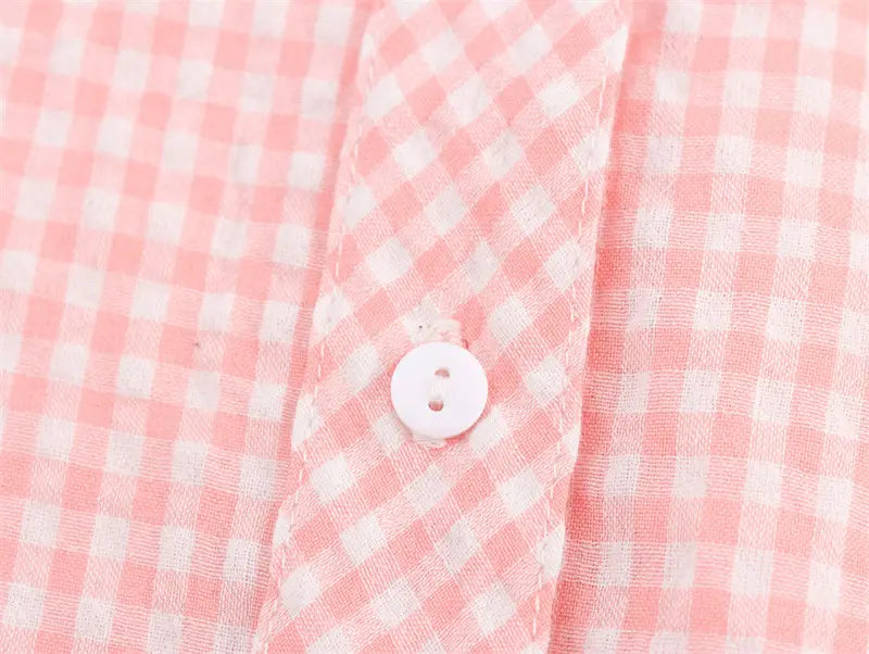 Small Round Lapel Plaid Shirt