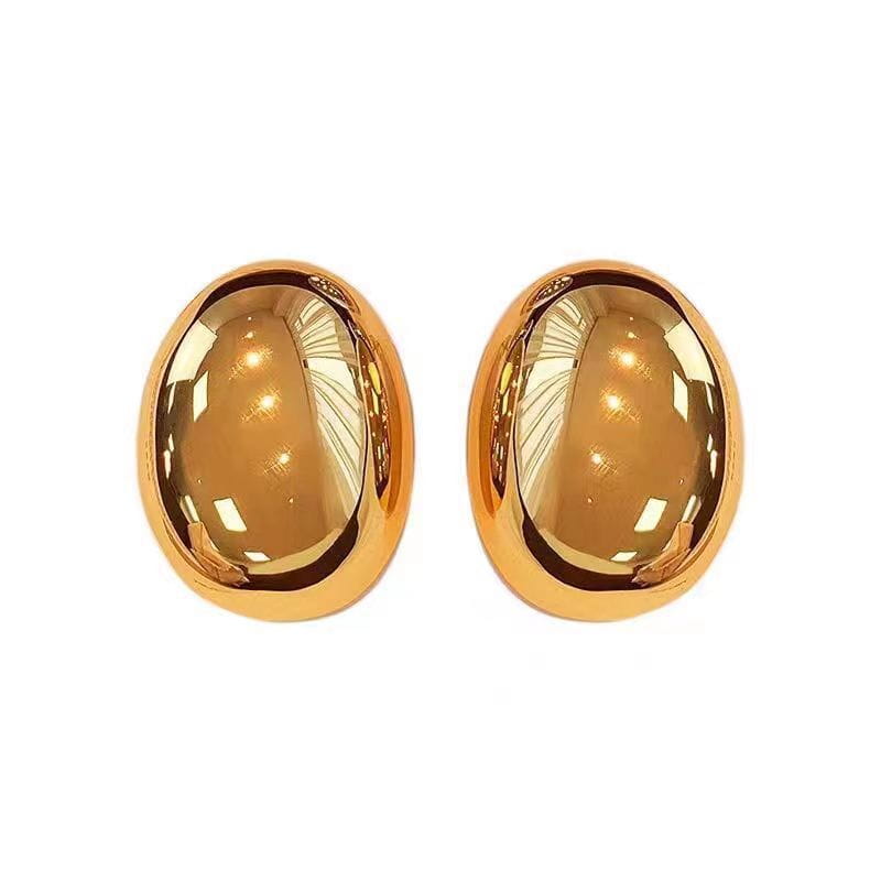 Gold and Silver Needle Irregular Oval Earrings