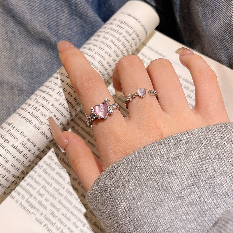 Niche High Sense Opal Love Heart-shaped Ring - Norellé