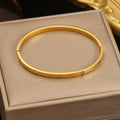 Lxalry 18K Gold Plated Stainless Steel Minimalist Bracelet Hypoallergenic Circle Rhinestone Jewelry  Secure Inlay Tarnish Free Design Skin Safe Luxury Gift For Her Golden Hour Glow, Everyday Wear A - Norellé