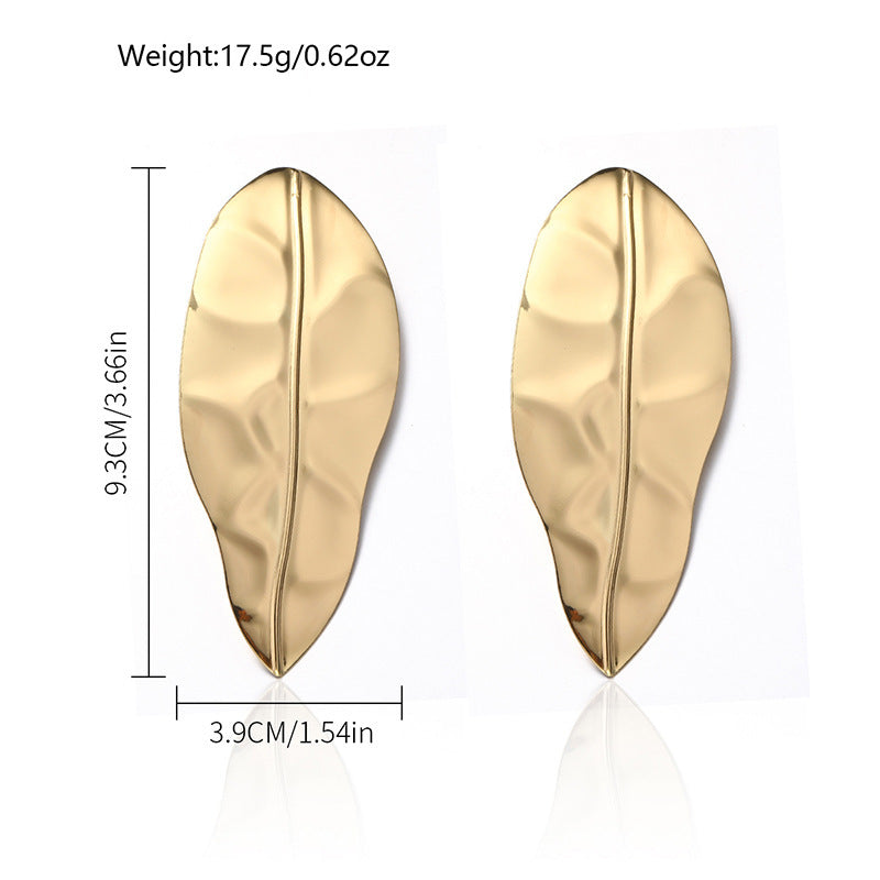Europe And America Cross Border E-commerce Ornament Exaggerated Alloy Leaf Earrings - Norellé