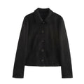 Suede Texture Effect Long Sleeve Short Jacket Casual Mid-length Dress Set - Norellé
