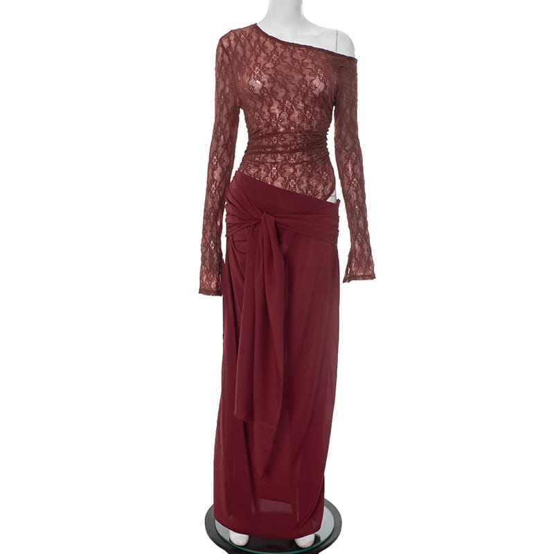 Women’s Mesh One-piece Dress Solid Color