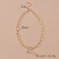 Hoop And Pearl Pendant Metal Clavicle Chain Necklace - Norellé
