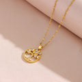 Retro Casual Copper Inlaid Zircon Gold Plated Tree Of Life Pendant - Norellé