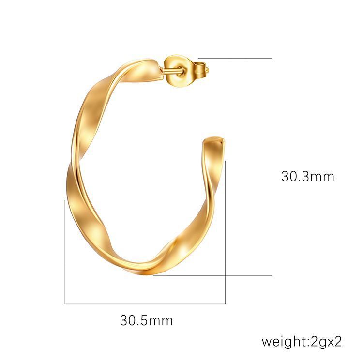 Irregular Twisted C- Shaped Stainless Steel Earrings For Women - Norellé