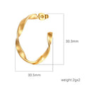 Irregular Twisted C- Shaped Stainless Steel Earrings For Women - Norellé